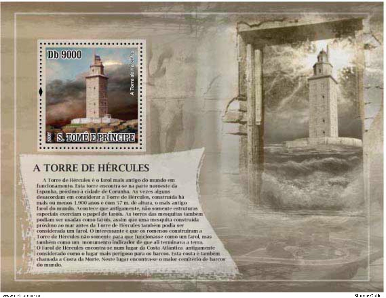 S. TOME & PRINCIPE 2007 - Lighthouse Gates Of Hercules S/s - Sao Tome En Principe