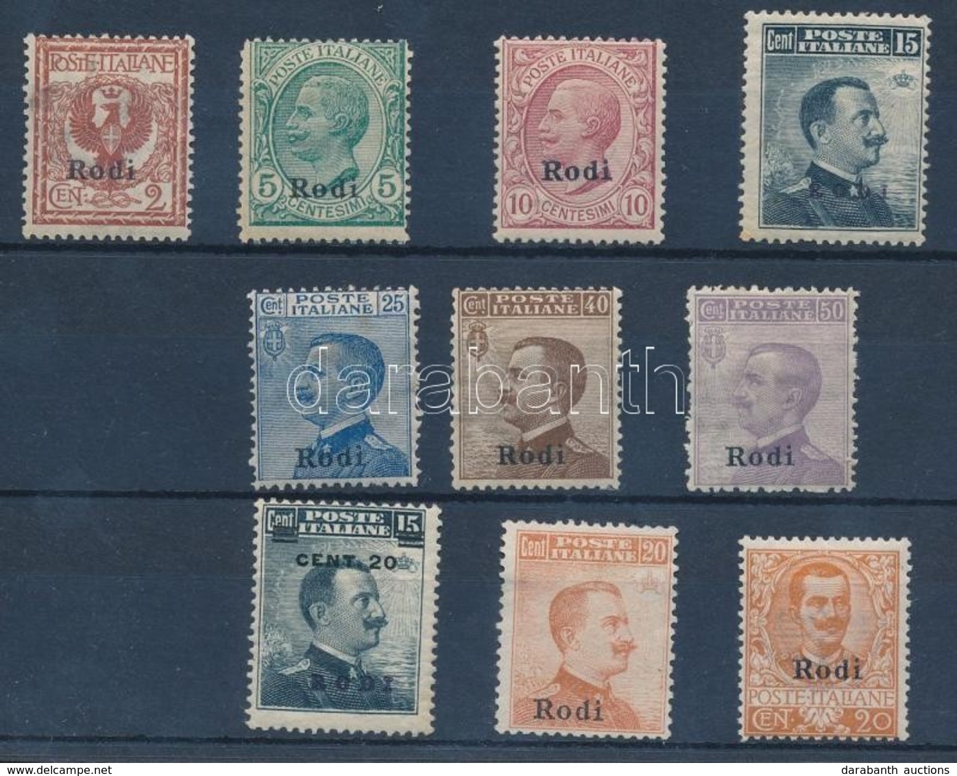 * 1912 Forgalmi 9 érték Rodi Felülnyomással Mi 3-11, 13 X - Altri & Non Classificati