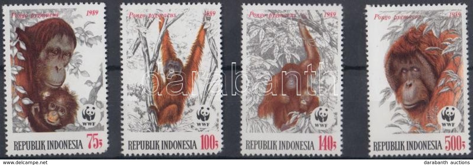 ** 1989 WWF Borneói Orángután Sor Mi 1291-1294 + 4 CM + 4 FDC-n - Andere & Zonder Classificatie