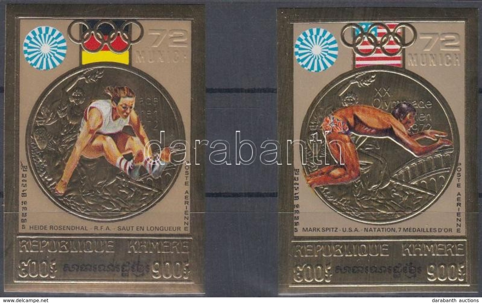 ** 1973 Olimpiai Aranyérmesek Aranyfóliás Vágott Sor Mi 368 B-369 B - Altri & Non Classificati