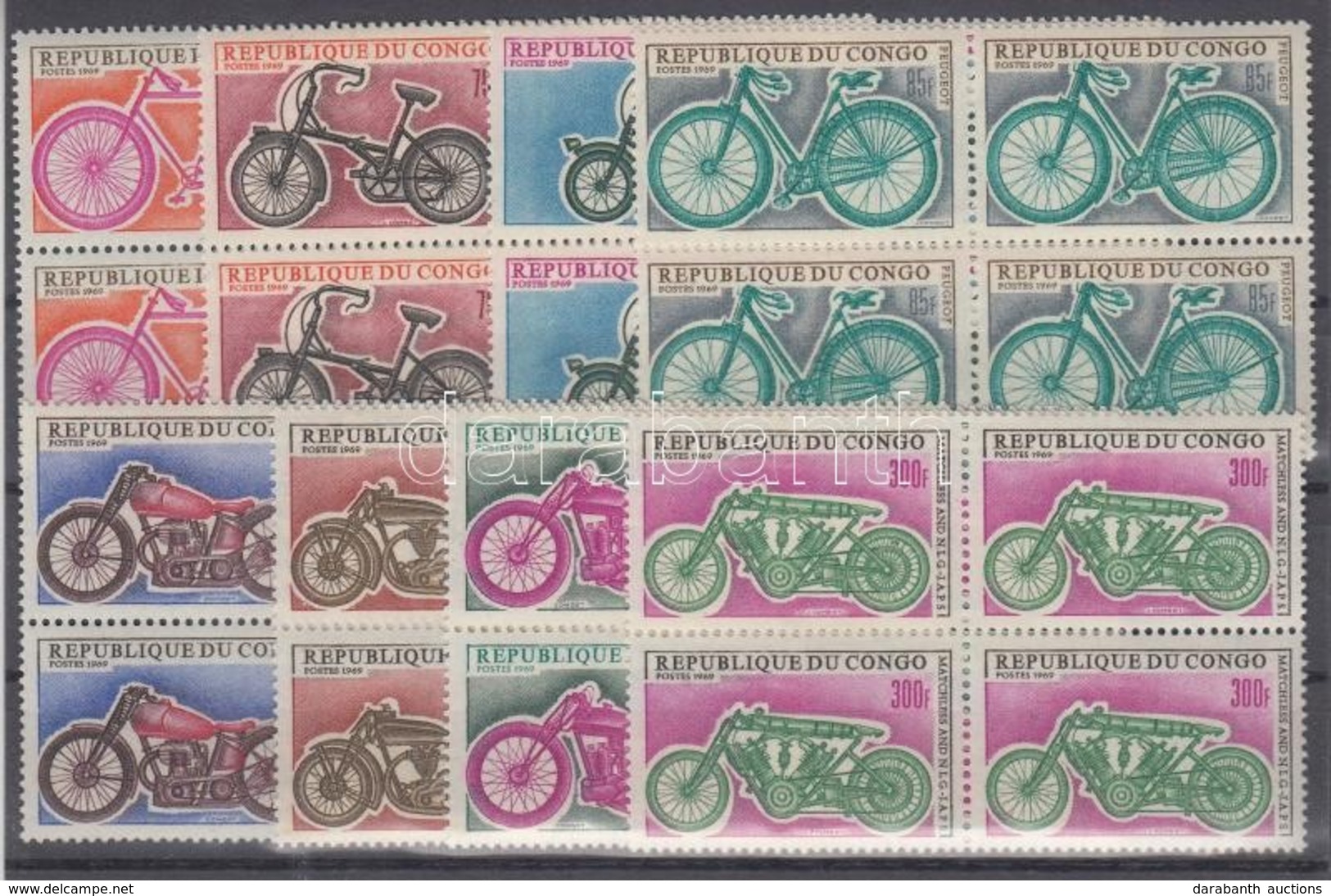 ** 1969 Motorkerékpárok Sor Négyestömbökben Mi 184-191 - Altri & Non Classificati