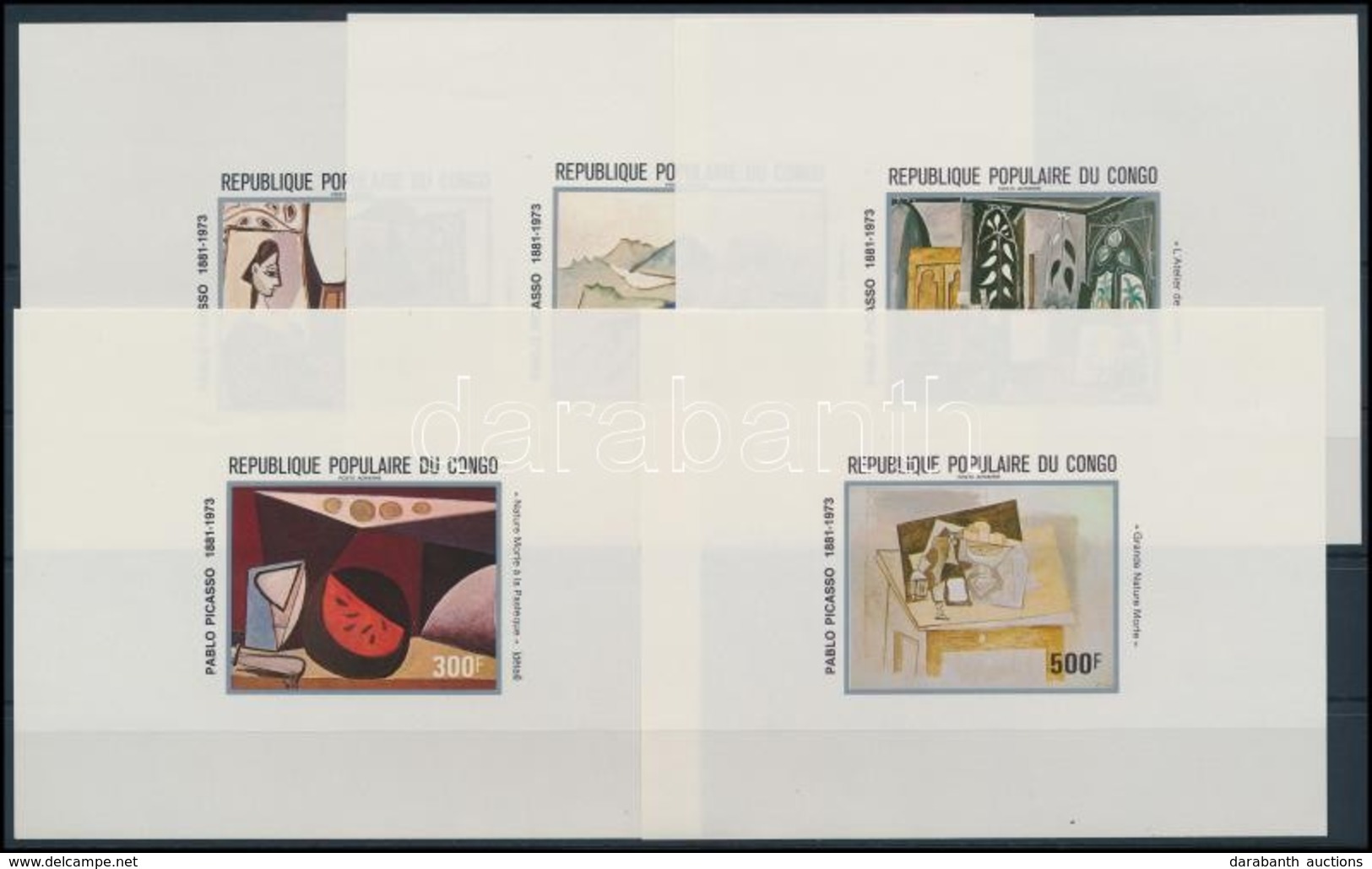 ** 1981 Picasso, Festmények Sor Vágott Blokkformában,
Picasso, Paintings Set Imperforated Blockform
Mi 827-831 - Altri & Non Classificati