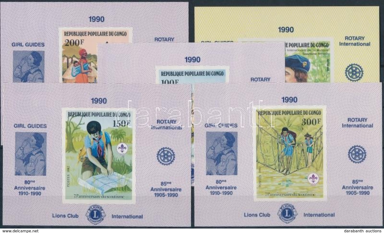 ** 1982/1985 5 Klf Cserkész Bélyeg Rotary Felülnyomású Vágott Blokkformában Mi 859-862, 1008 - Andere & Zonder Classificatie