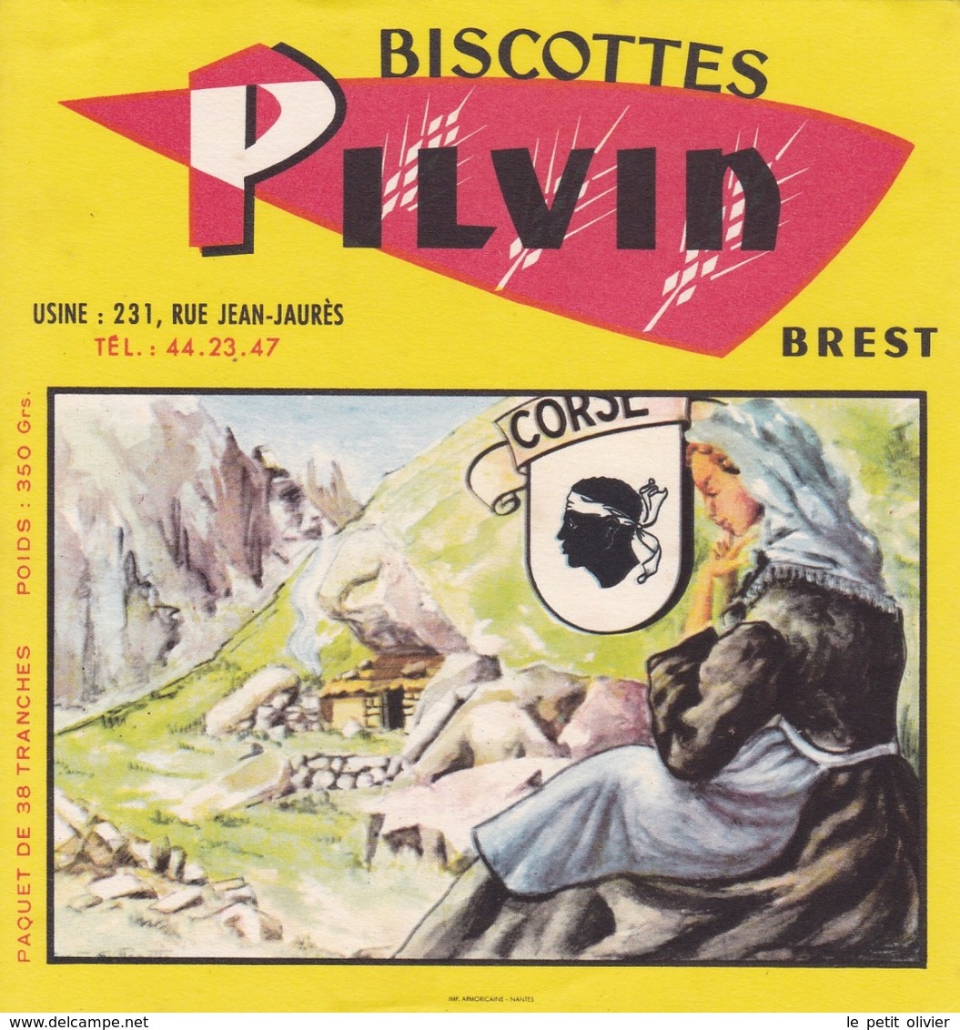 BUVARD BISCOTTES PILVIN BREST FINISTERE / COLLECTIONS REGIONS DE FRANCE / LA CORSE  / TRÈS RARE - Zwieback