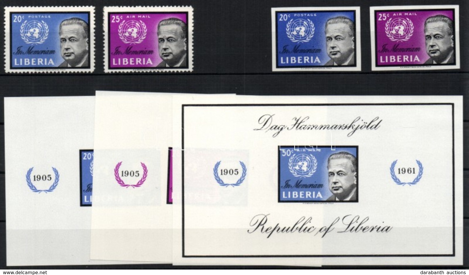 ** 1962 Dag Hammarskjöld Halála Fogazott és Vágott Sor Mi 578-579 + Blokk Mi 23 + 2 Db De Luxe Blokk - Andere & Zonder Classificatie