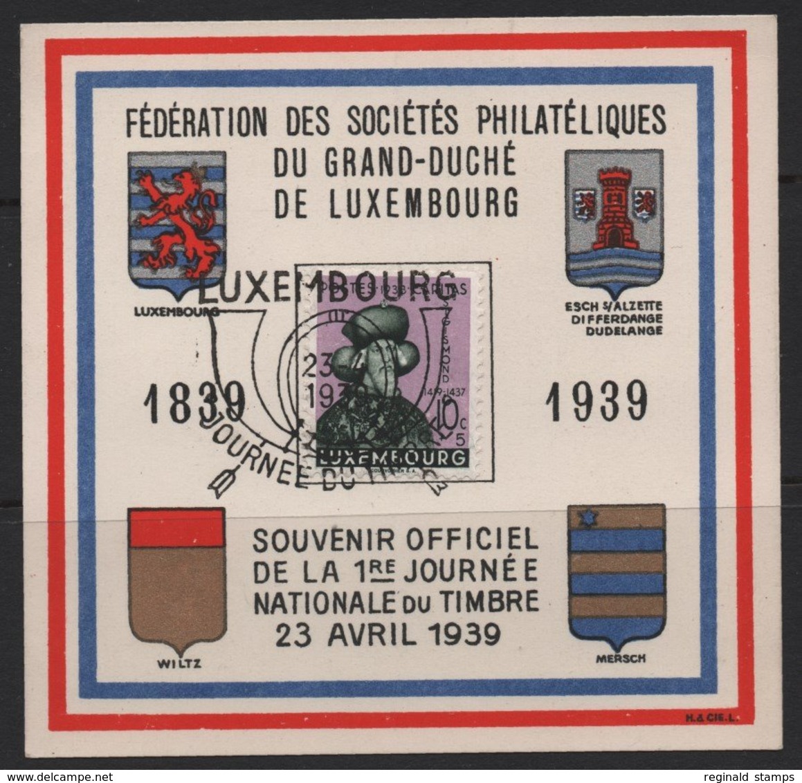 Luxembourg 1939 Souvenir Card, 23/04/1939  (Ref: 1904) - Covers & Documents