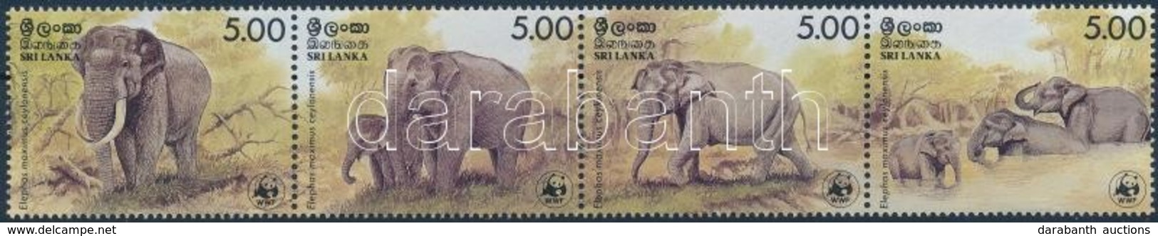 ** 1986 WWF: Ceyloni Elefánt Sor Négyescsíkban + 4 Db FDC Mi 753-756 - Andere & Zonder Classificatie