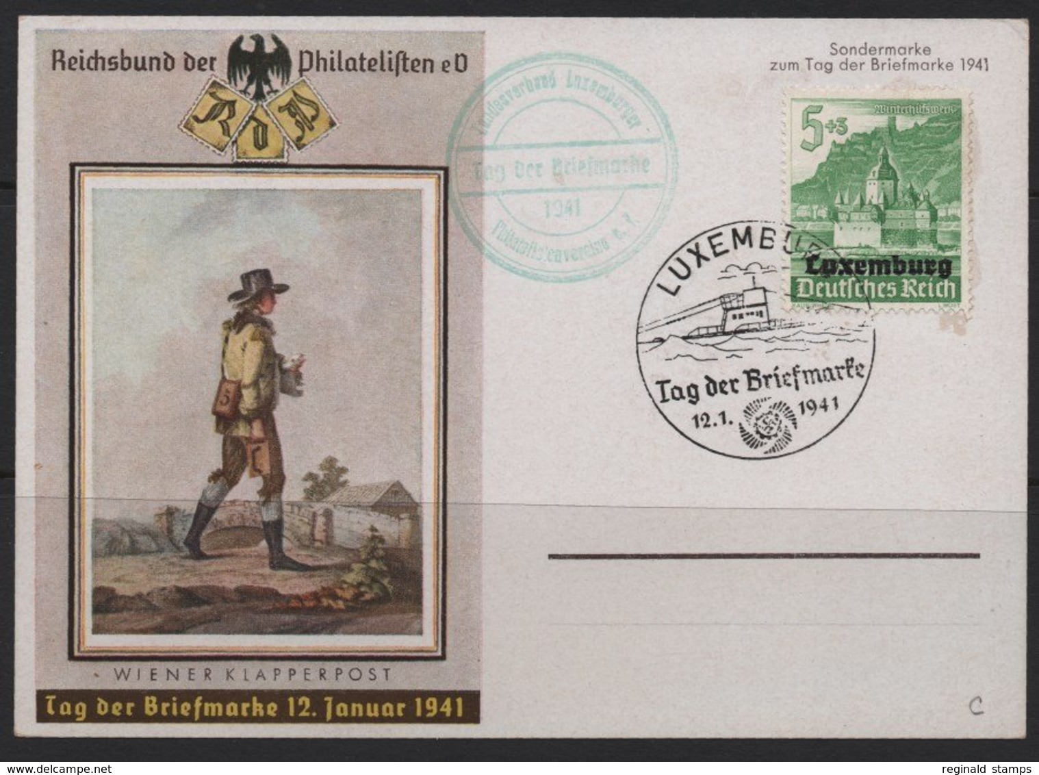 Luxembourg 1941 Postcard, Stamp Day  (Ref: 1907) - 1940-1944 Occupation Allemande