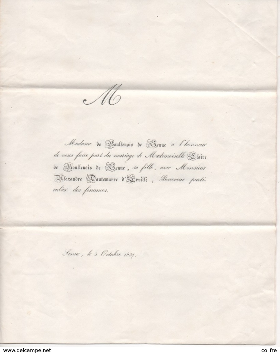 France, Faire-part De Mariage, Beau Cachet De VARENNE-EN-ARGONNE (Meuse) - 1801-1848: Précurseurs XIX