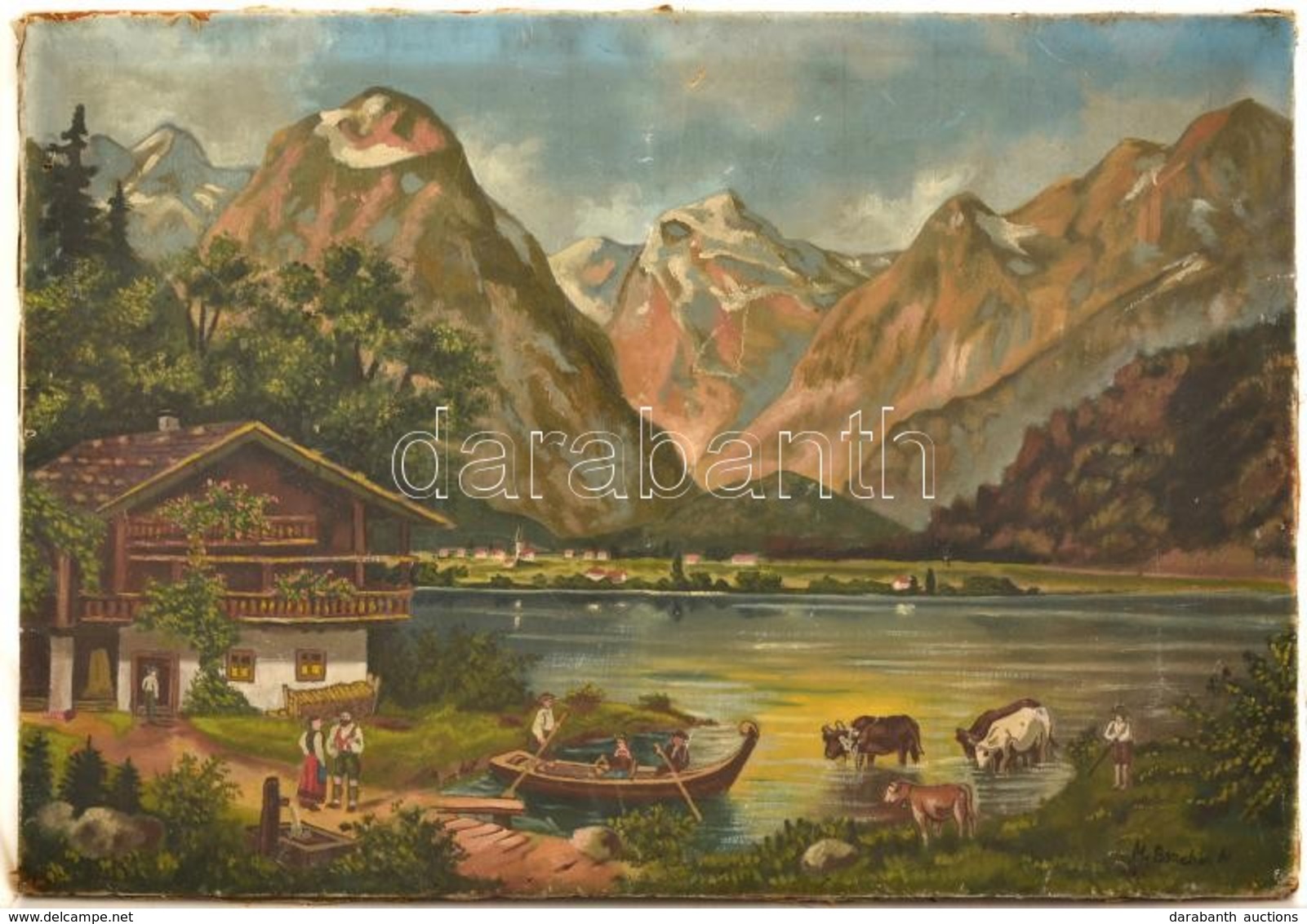 Barabás Jelzéssel: Alpesi Táj. Olaj, Vászon, (lyukas), 67×98 Cm - Sonstige & Ohne Zuordnung