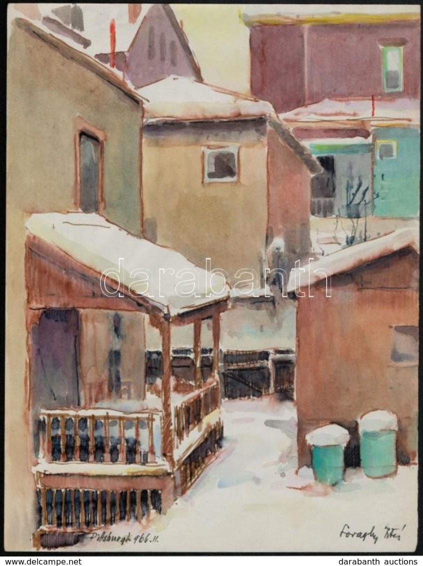 Lovaghy István (1898-?): Pittsburgh. Akvarell, Papír. Jelzett .30x22 Cm - Sonstige & Ohne Zuordnung