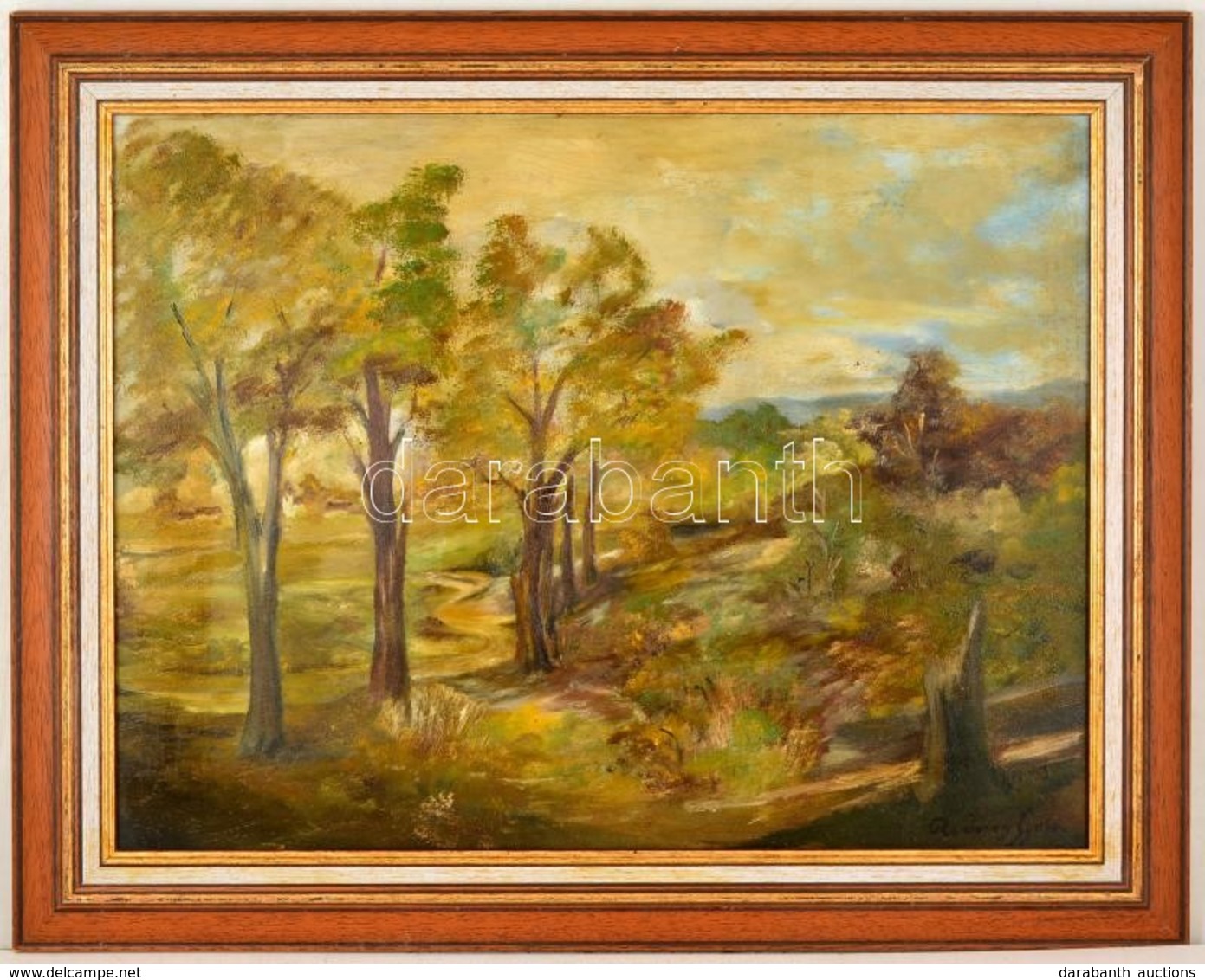 Rudnay Jelzéssel: Ligetes Táj. Olaj, Karton, Foltos, Keretben, 46×59 Cm - Sonstige & Ohne Zuordnung