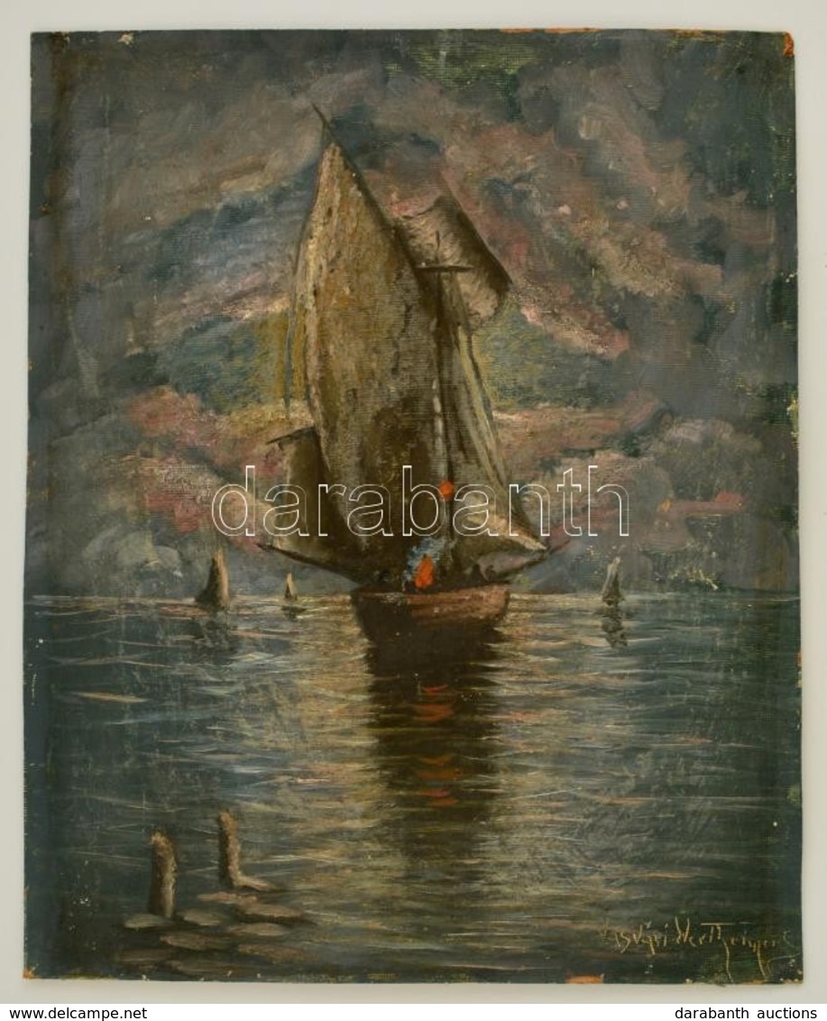 Vasvári Jelzéssel: Vitorlás. Olaj, Karton, 48×38 Cm - Altri & Non Classificati