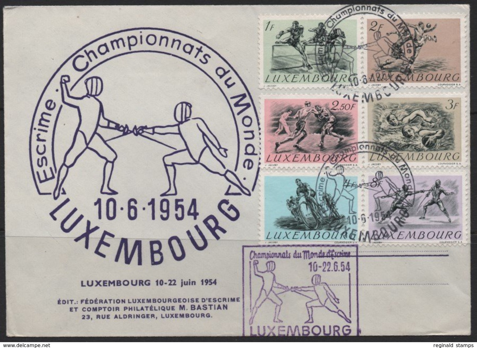 Luxembourg 1954 Cover, 1952 Olympic Set  (Ref: 1913) - Covers & Documents