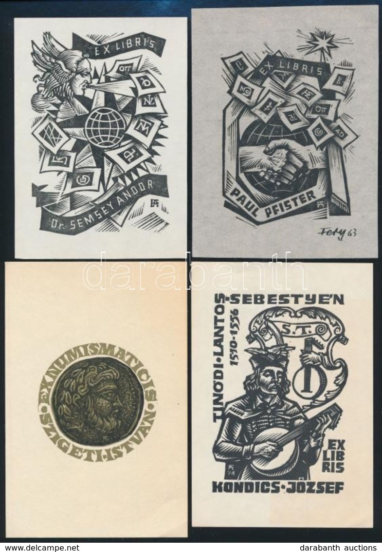 Fery Antal (1908-1994): 9 Db Ex Libris, Klf Techinkák, Papír, Jelzettek, Különböző Méretben - Andere & Zonder Classificatie