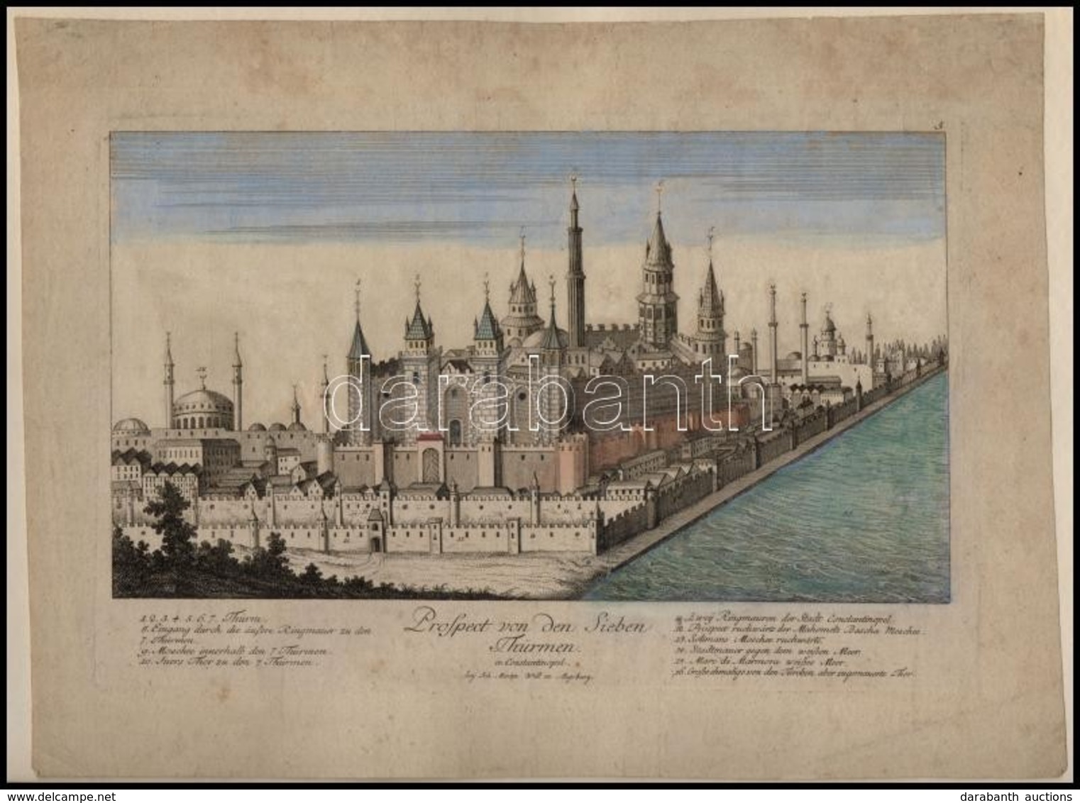 Istanbul (Konstantinopel) Yedikule, 'Prospect Von Den Sieben Thürmen In Constaninopel.' / Turkey By Johann Martin Will I - Prenten & Gravure