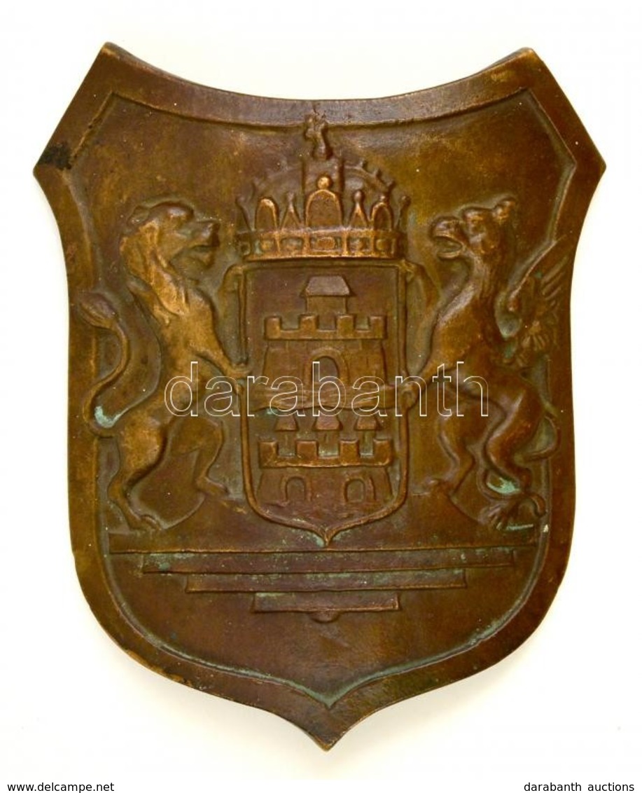 Cca 1920-1940 Budapest Címer, Bronz, Préselt, 17x14 Cm. - Andere & Zonder Classificatie