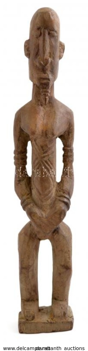 Afrikai Bennszülött Női Figura, Faragott Fa, Jelzés Nélkül, Repedéssel, M: 38 Cm - Altri & Non Classificati