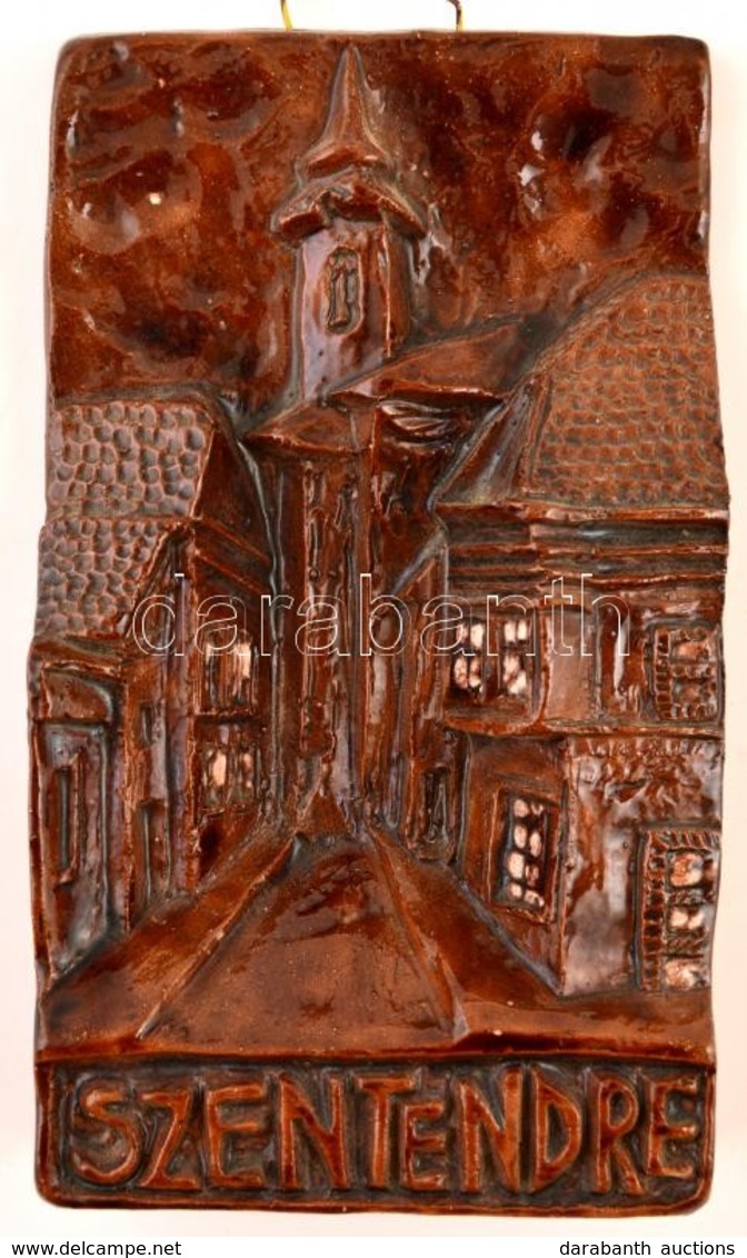 Szentendre, Fali Kerámia Dísz, Jelzés Nélkül, Kis Lepattanással, 21×12 Cm - Altri & Non Classificati