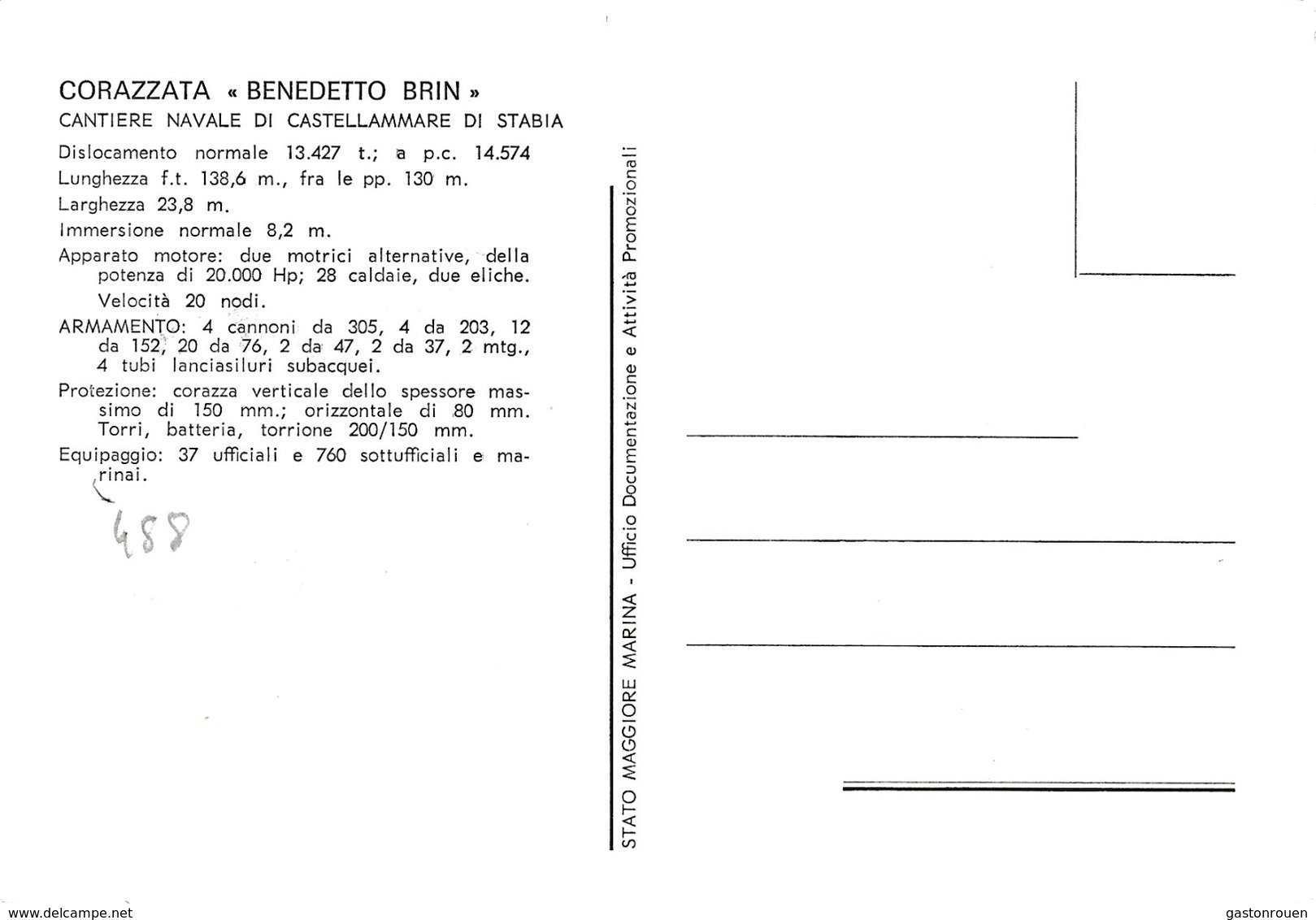 Carte Maximum Bateau Ship Italie 1978 Bateau Ship Corazzata Benedetto Brin - Cartas Máxima