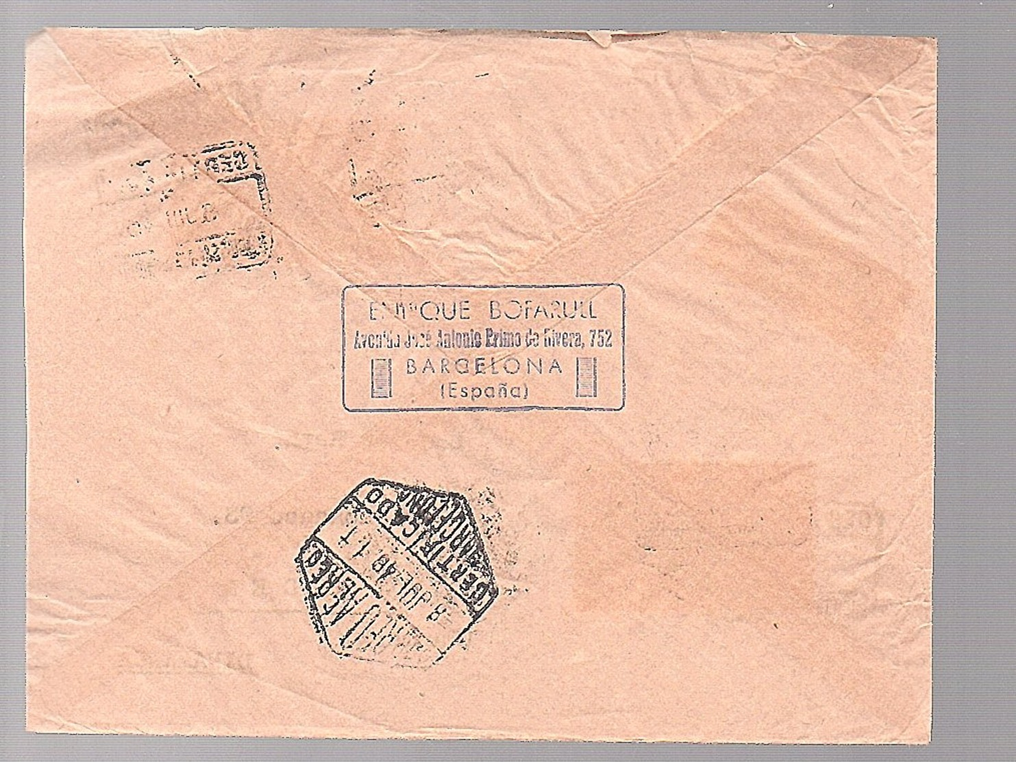 1946 E. Bofarull Avenida José Antonio 752  Barcelona > Denmark Tonder (366) - Covers & Documents