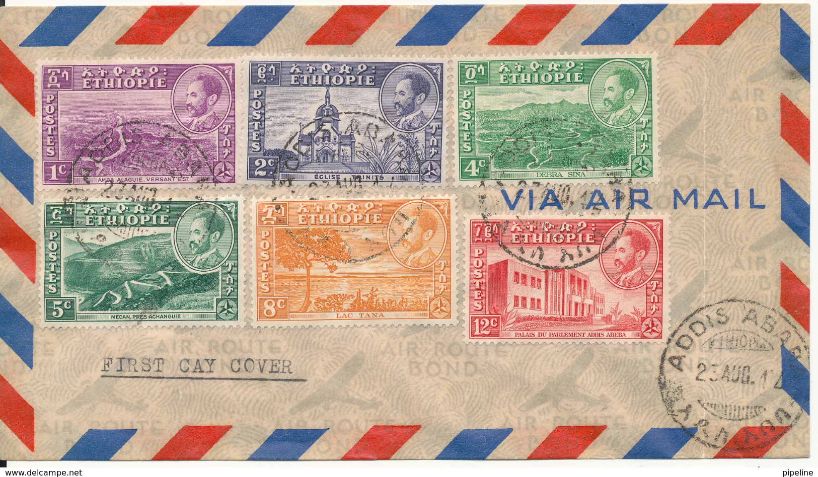 Ethiopia FDC Air Mail Cover Addis Ababa 23-8-1947 - Ethiopia