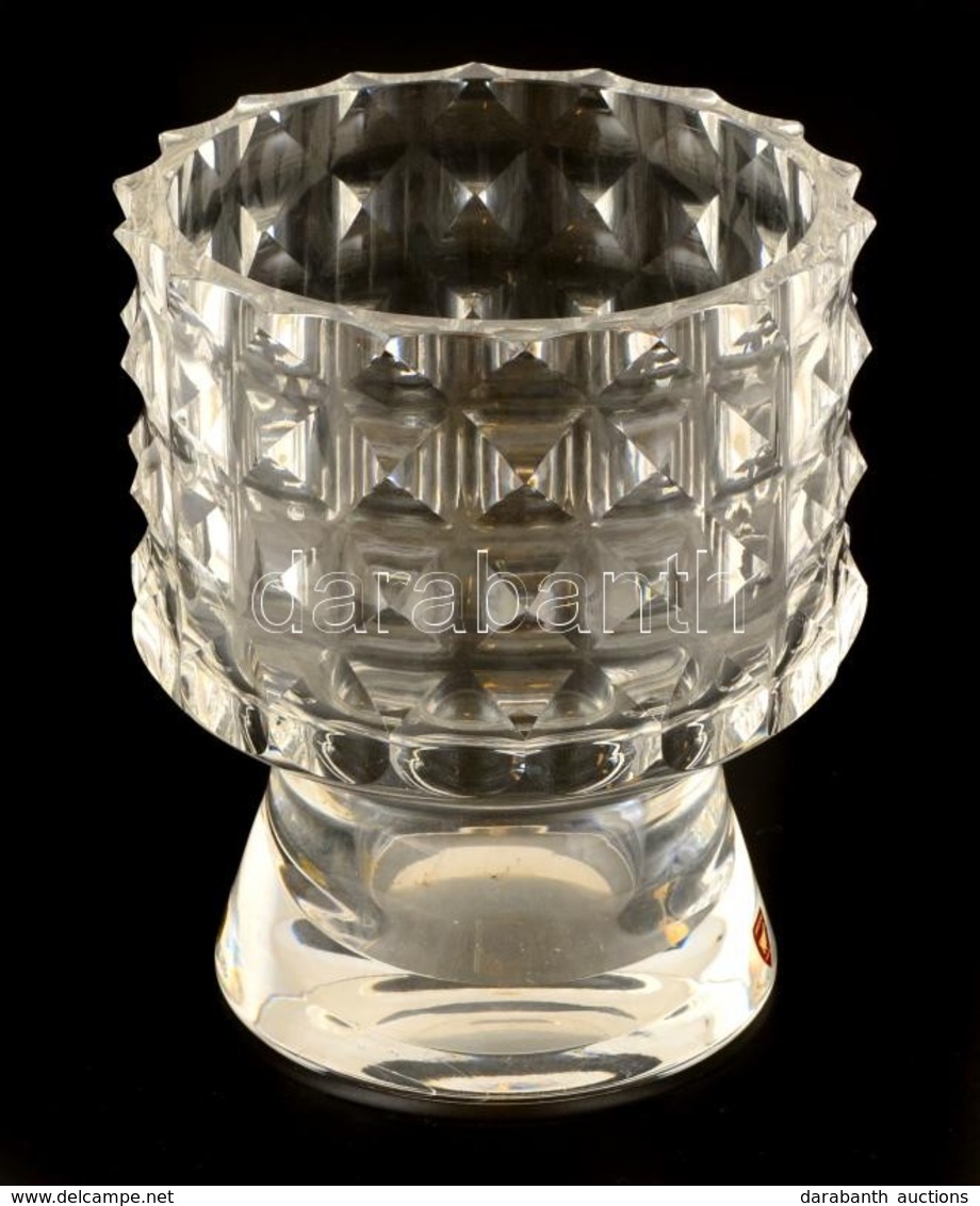 Orrefors Kaspó, Formába öntött, Jelzett, Hibátlan, M: 19 Cm - Glas & Kristall