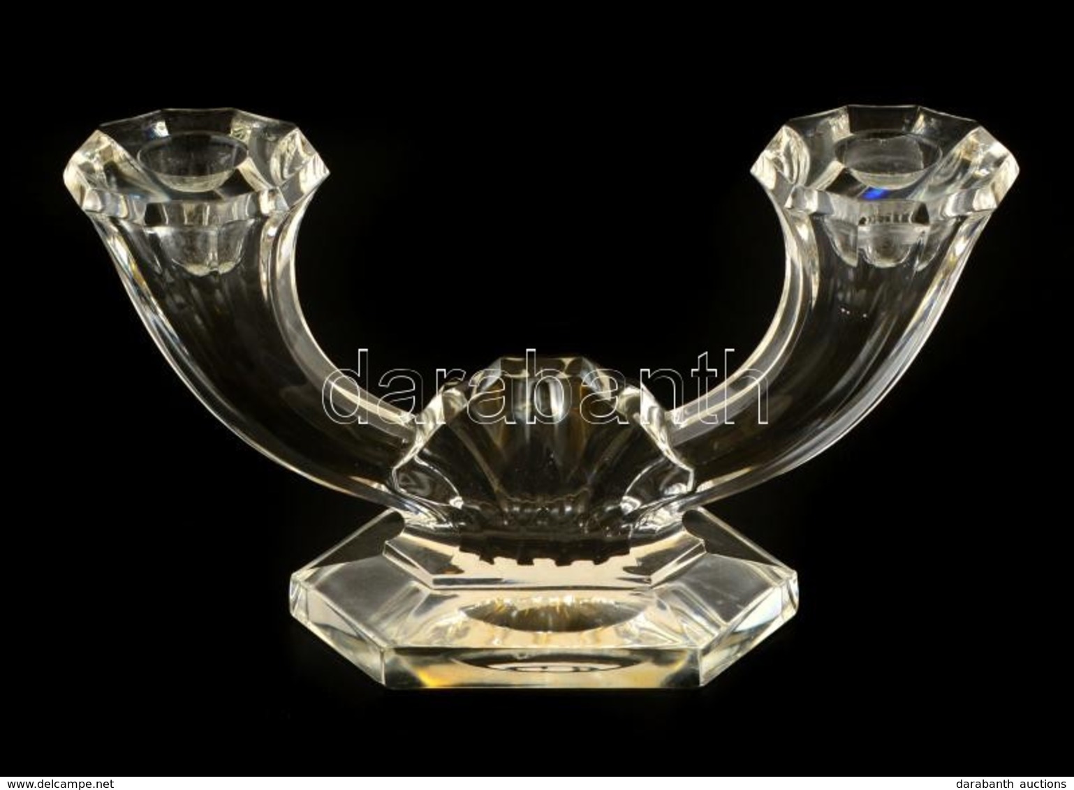 Valsaint Lambert Kétágú Gyertyatartó, Formába öntött, Hibátlan, Jelzett, 18×11 Cm - Glas & Kristal
