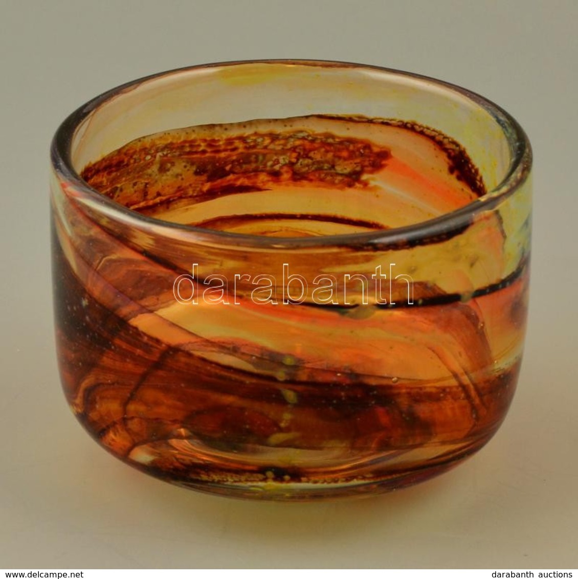 Mdina Fújt Kaspó, Több Rétegű, Jelzett, Hibátlan, M:10 Cm, D:13 Cm - Glas & Kristall