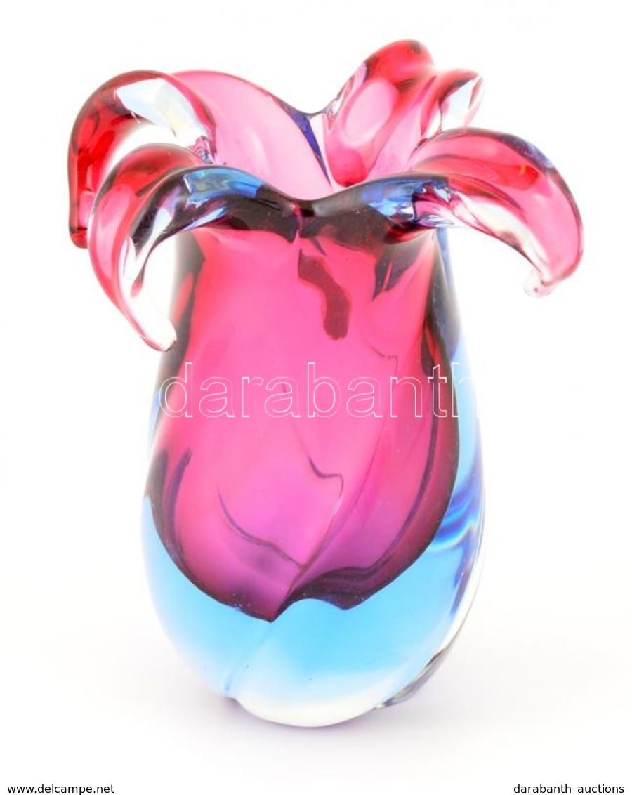 Jelzett (Murano) Szirom Váza, Hibátlan, M: 10 Cm - Glas & Kristal