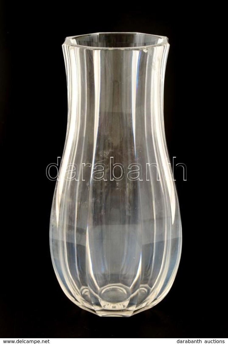Moser Jelzéssel Váza, Lapra Csiszolt, Apró Karcolásokkal, M: 26 Cm - Glas & Kristall