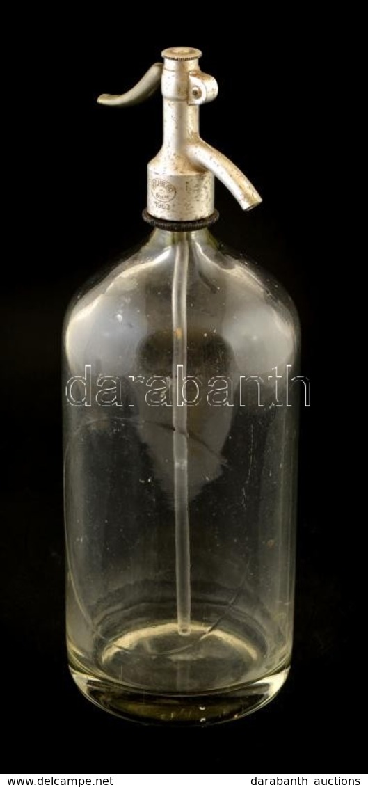 Stafler-Kufstein Régi Szódásüveg, Kopásnyomokkal, M: 39 Cm - Glas & Kristal