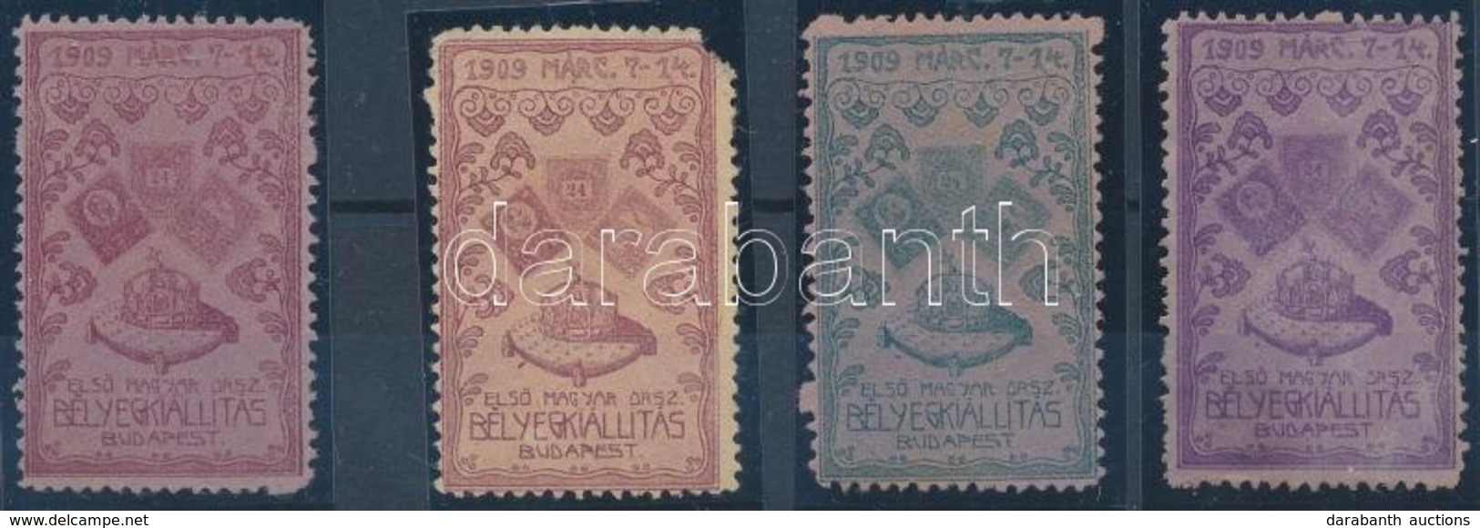 1909 Első Bélyegkiállítás 4 Klf Levélzáró - Non Classificati