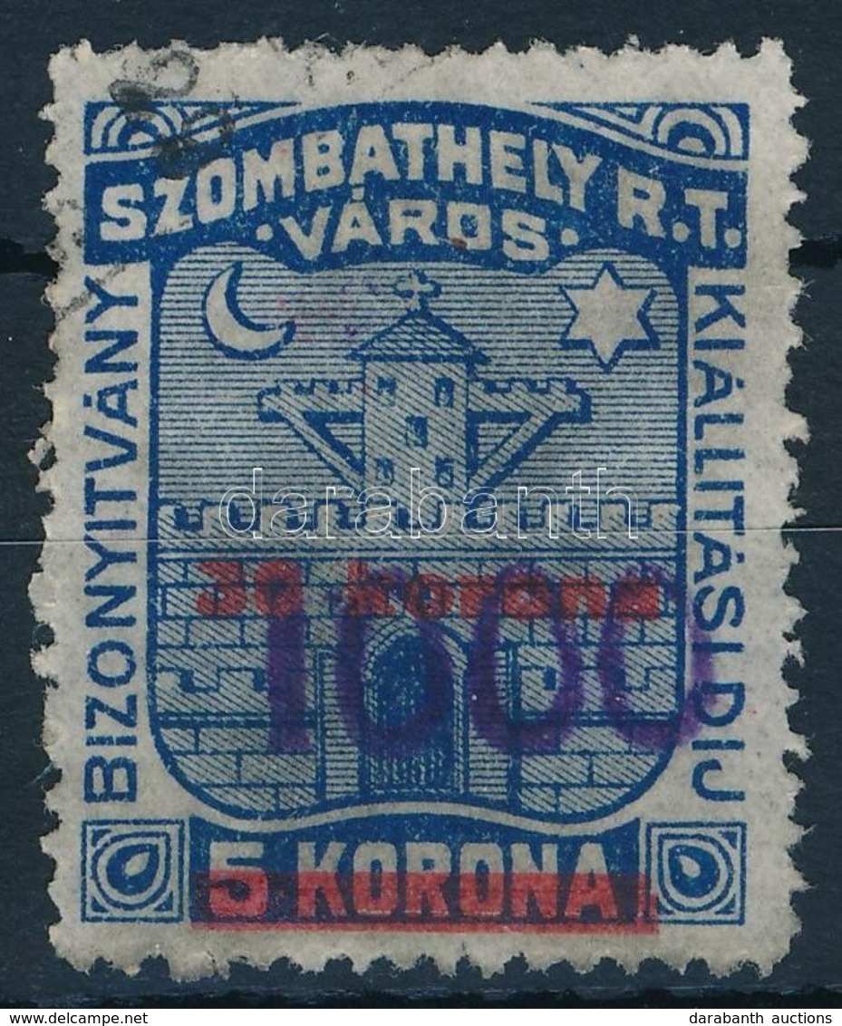 1922 Szombathely Bizonyítvány Kiállítási Díj 15 Sz. Bélyeg (12.000) - Non Classificati