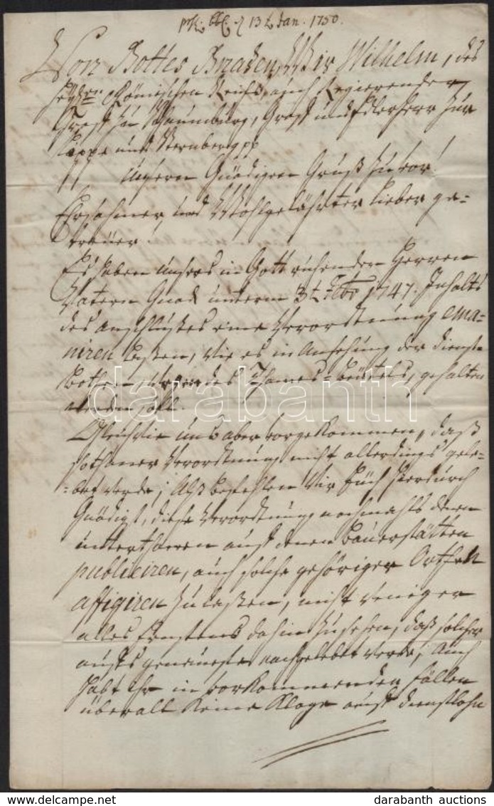 1749 Vilmos Schaumburg-lippei Gróf Német Nyelvű Levele Brückeburgi/arensburgi Hivatalnok Részére, Papírfelzetes Viaszpec - Sin Clasificación
