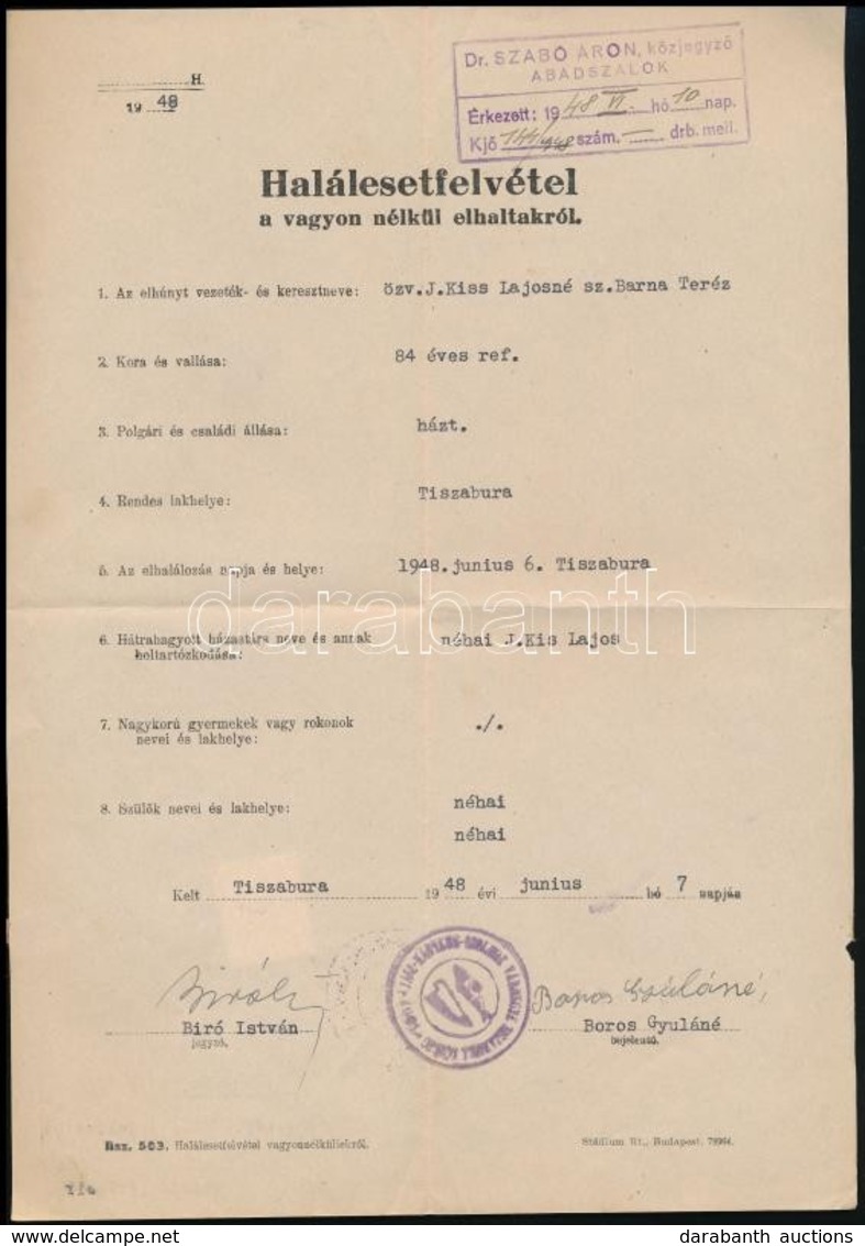 1898, 1948 2 Db Halálesetekkel Kapcsolatos Irat - Sin Clasificación