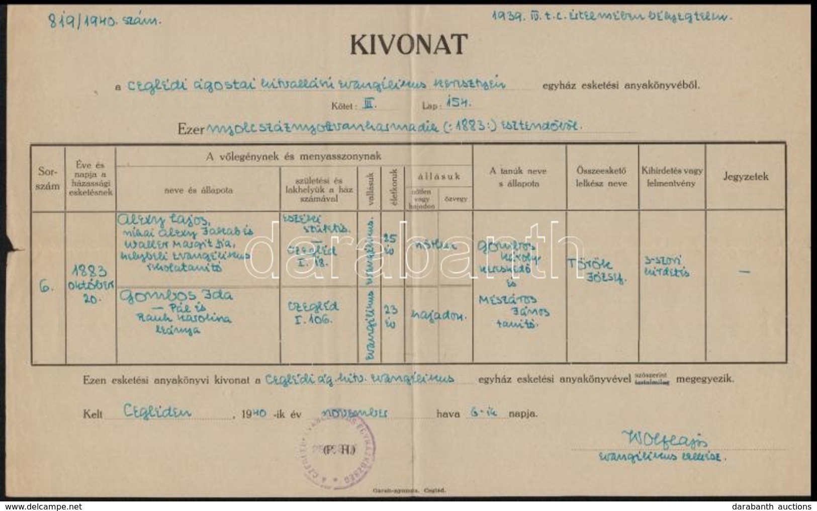 1903-1941 4 Db Anyakönyvi Kivonat, Keresztlevél, Okmánybélyegekkel - Non Classificati