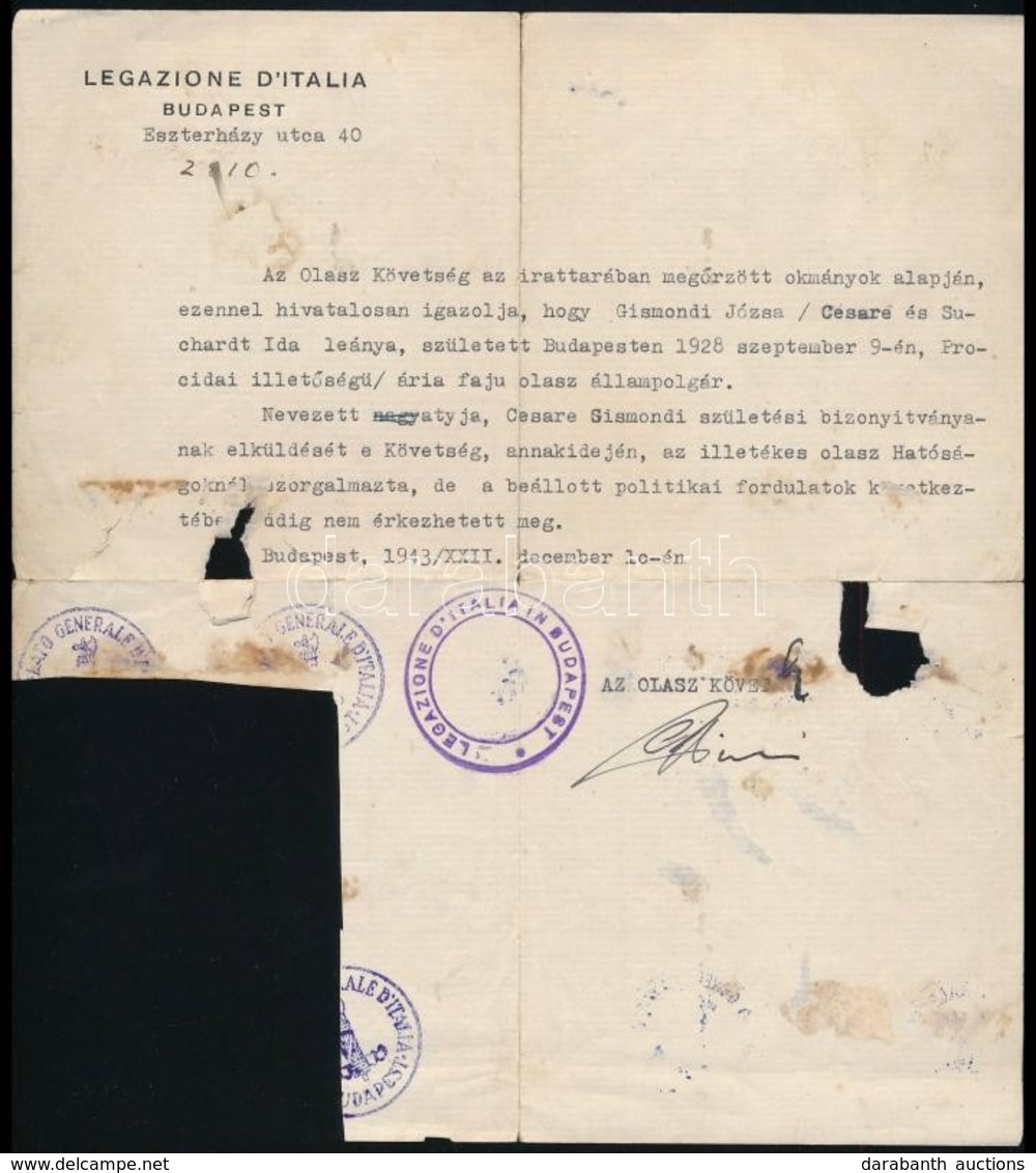 Cca 1940-1981 Vegyes Konzuli Papírok (állampolgársági Igazolás, Köszönőkártyák, Stb.), 7 Db - Non Classificati