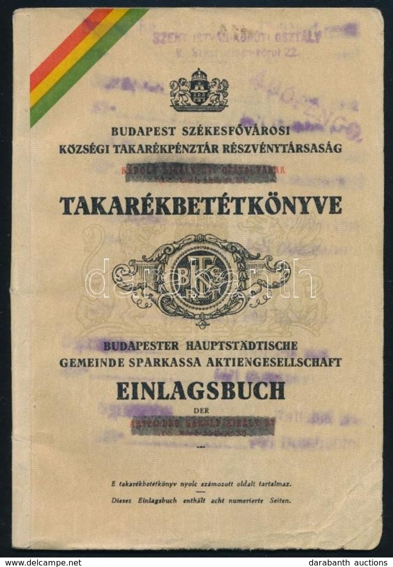 1946 Budapest Székesfővárosi Községi Takarékpénztár Részvénytársaság Takarékbetétkönyve - Non Classificati