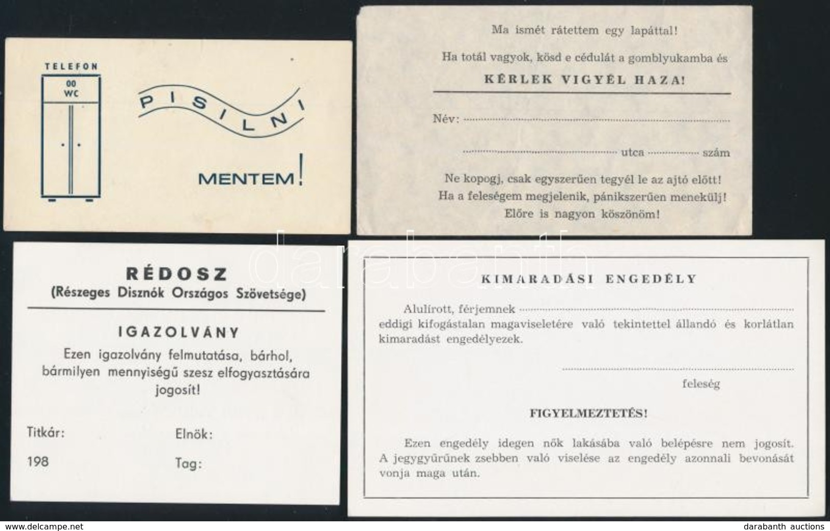Cca 1953-1980 Magyar Dolgozók Pártja Tagsági Könyv + 4 Db Humoros Igazolvány (Részeg Disznók Országos Szövetsége, Kimara - Ohne Zuordnung