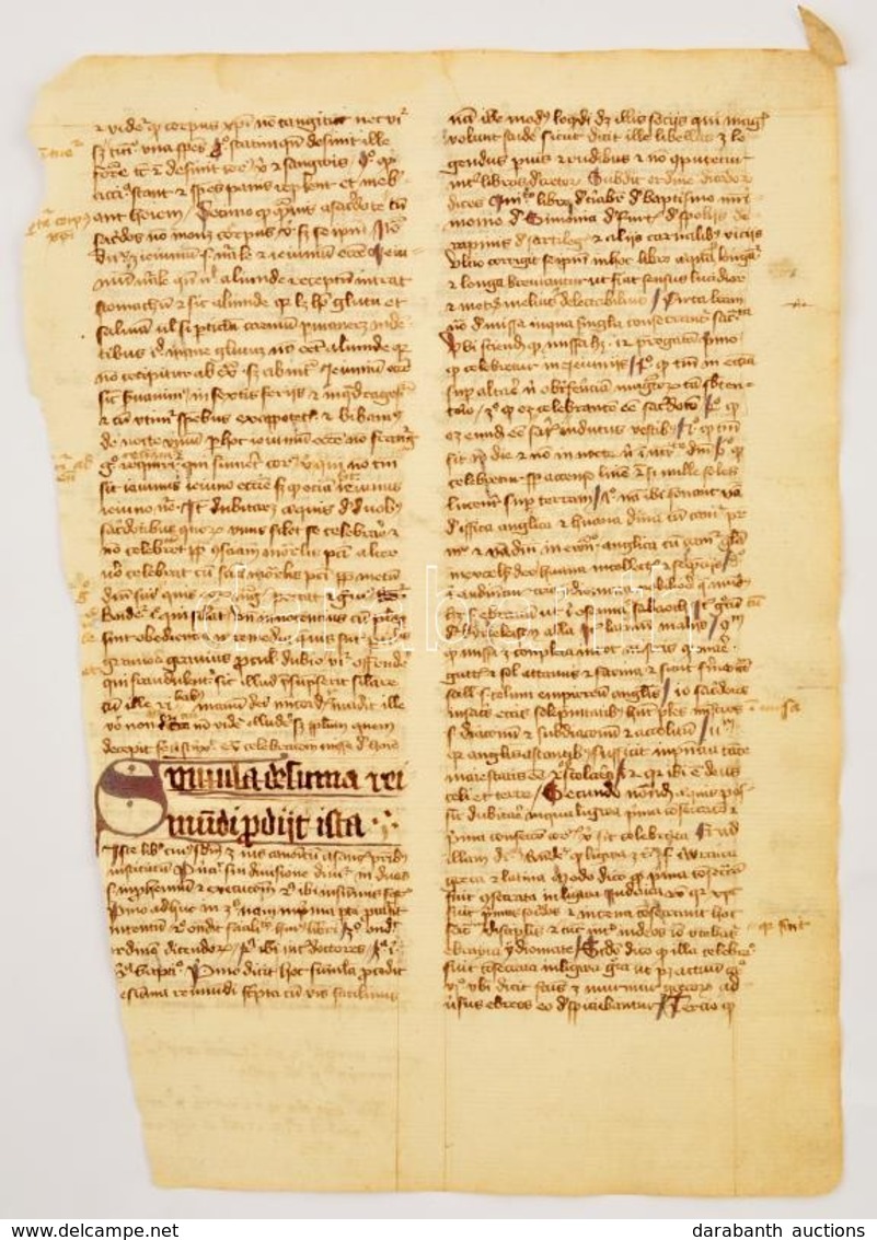 Cca 1400-1500 Adam Von Aldersbach (?-1260 K.) 'Summula Sacramentorum Raymundi De Pennaforte Metrificata' Című Művének Eg - Zonder Classificatie