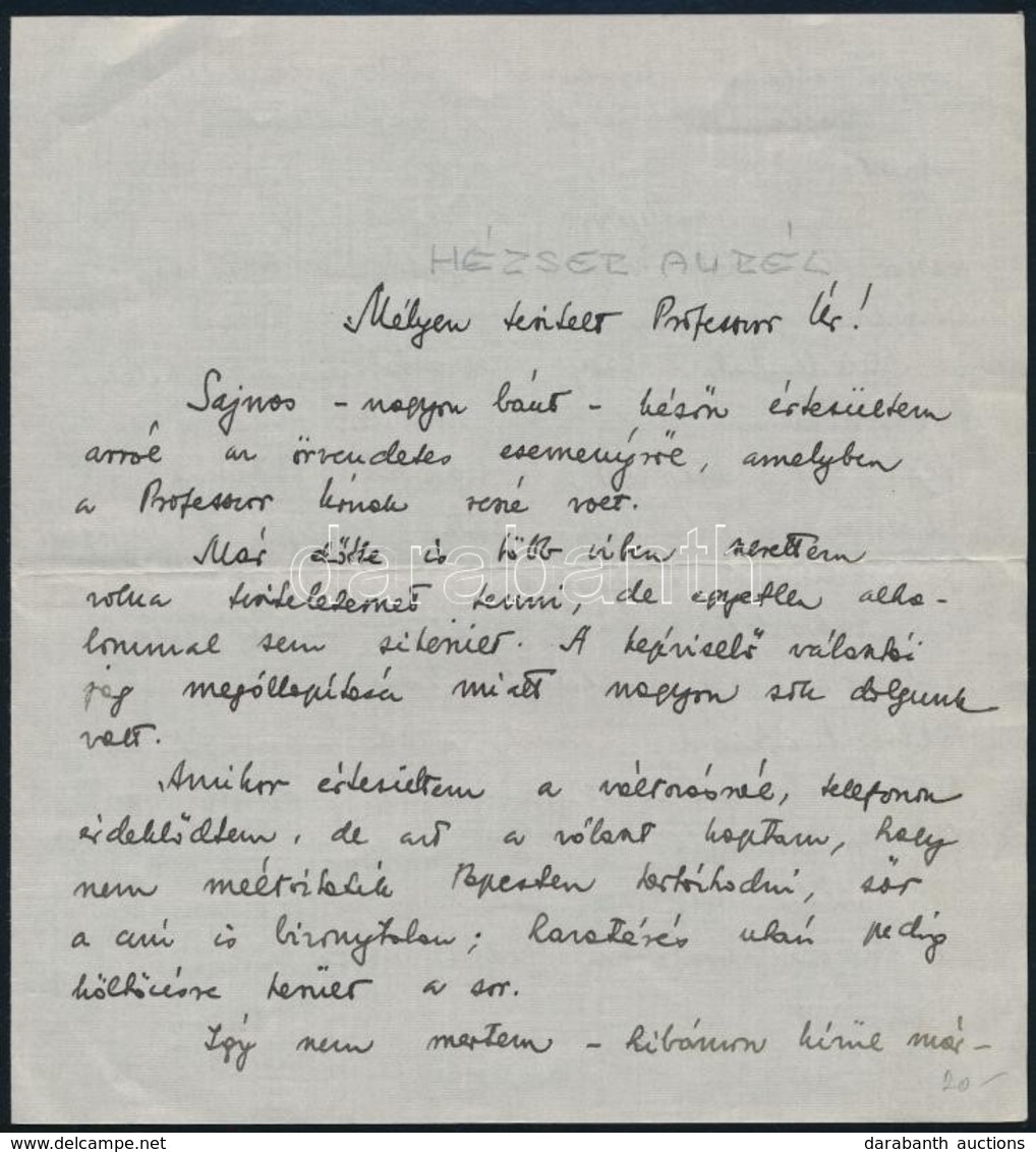 1938 Bp., Dr. Tóth Aurél (1909-1980) Geográfus Saját Kézzel írt Levele - Non Classificati