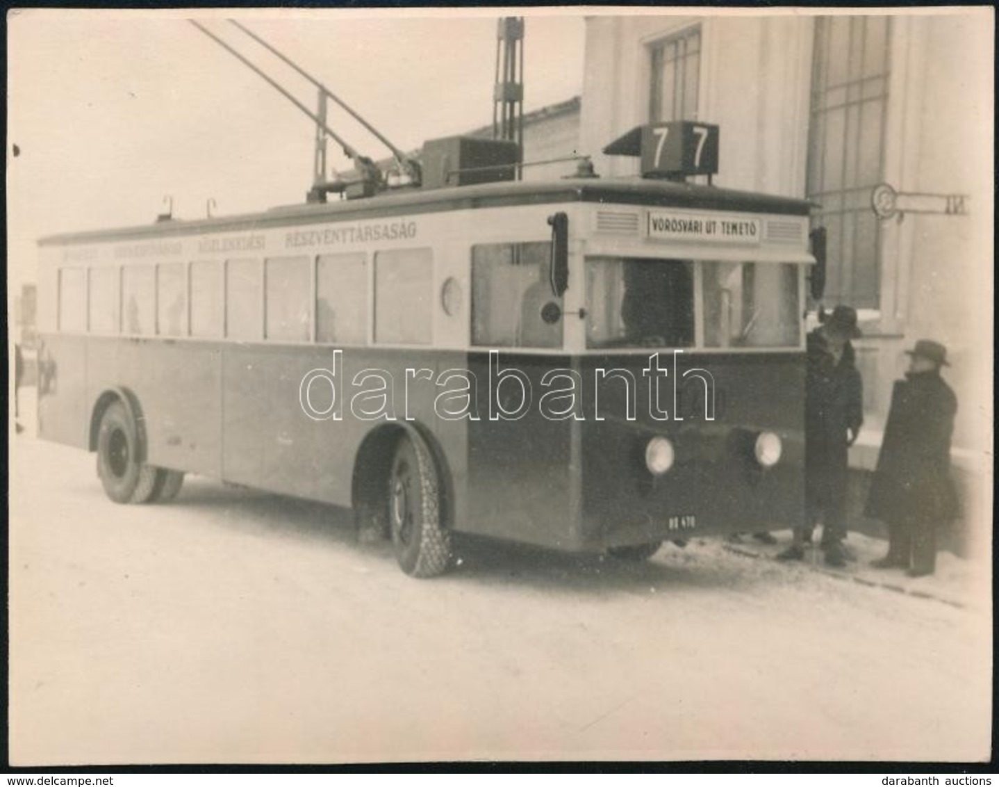 1934 A BSZKRt T470 Trolibusz A III. Kerület Bécsi úton, Hátoldalon Feliratozott Fotó, 8,5×11 Cm - Sonstige & Ohne Zuordnung