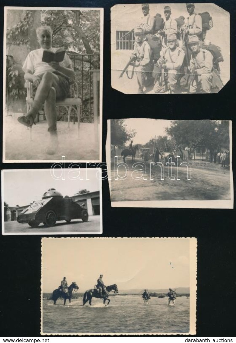 Cca 1920-1940 Vegyes Katonai Fotó Tétel: életképek, Portrék, Stb., Közte Vickers Tank Is, Egy Részük Hátulján Feliratozv - Autres & Non Classés