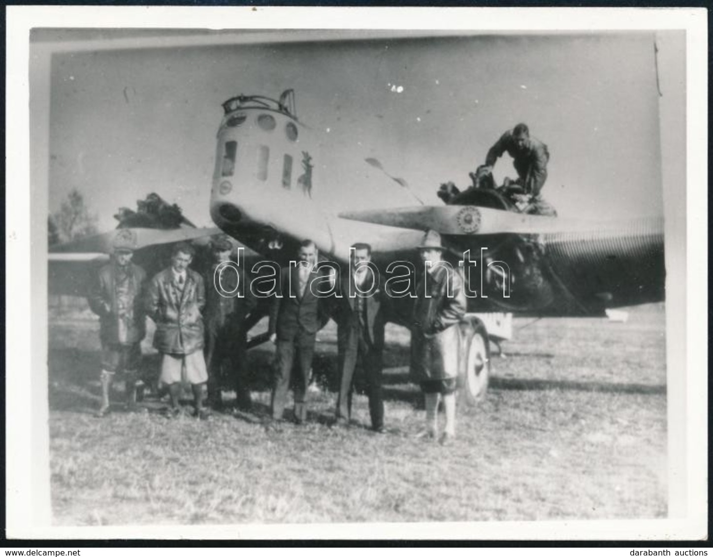 Junkers K 37-es Típusú Repülőgép és Csapata, Eredeti Negatívról Előhívott Fotó, 9×12 Cm - Autres & Non Classés