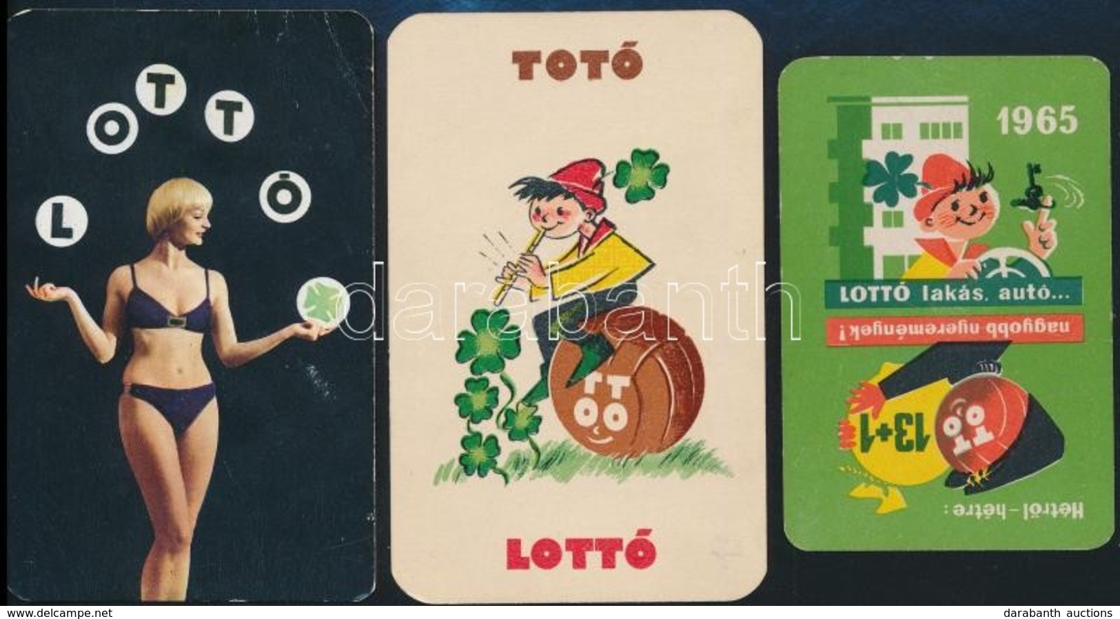 Cca 1960-1970 3 Db Totó-lottó Kártyanaptár - Reclame