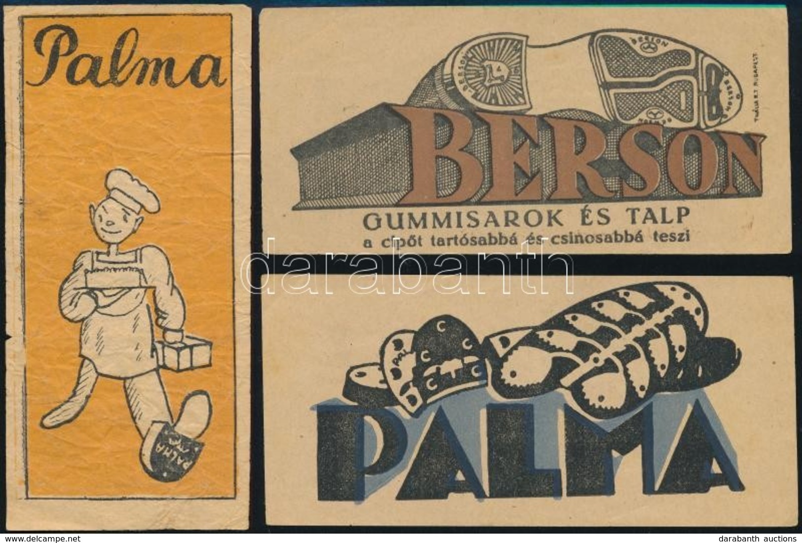 Cca 1920-1930 3 Db Régi Cipész Számolócédula (Palma, Berson) - Pubblicitari