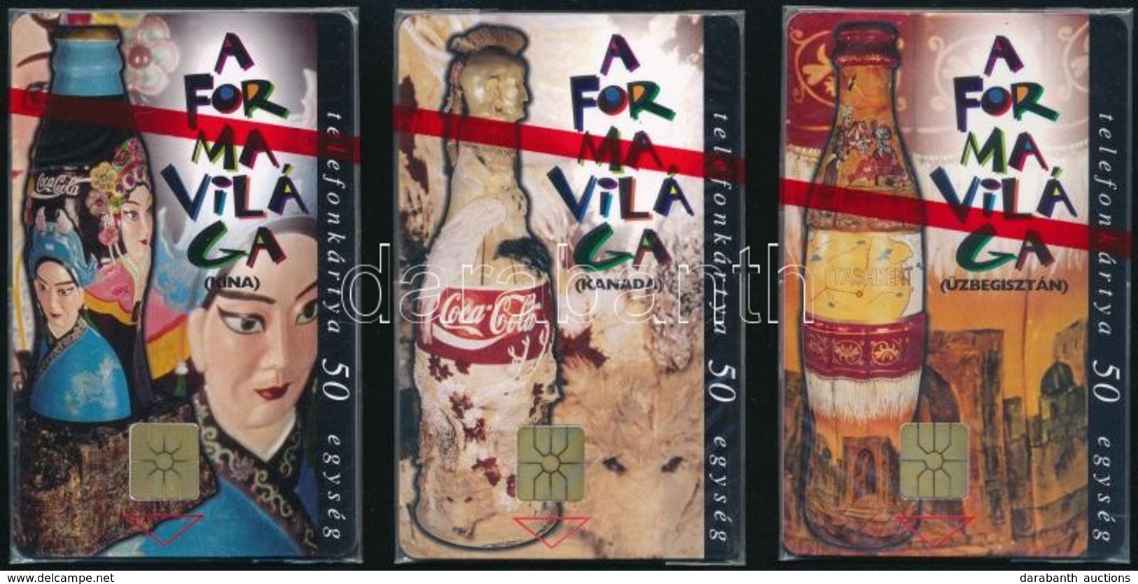 1996 A Coca Cola Formavilága 3 Db Telefonkártya Használatlan, Bontatlan Csomagolásban - Zonder Classificatie