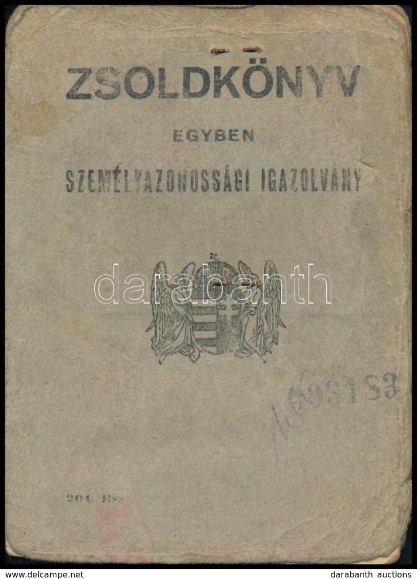 1944 Munkaszolgálatos Fényképes Zsoldkönyve, Elváló Papírkötésben - Autres & Non Classés