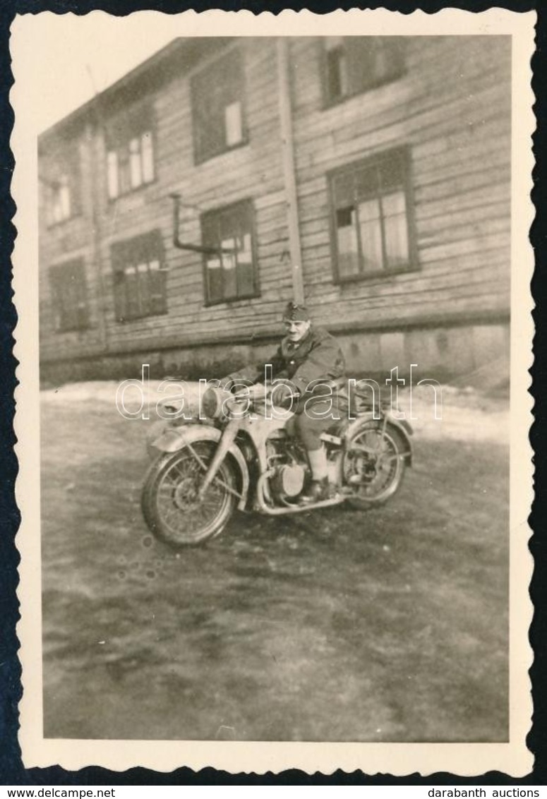 1940 Katona Oldalkocsi Motoron, Fotó, 9×6 Cm - Andere & Zonder Classificatie